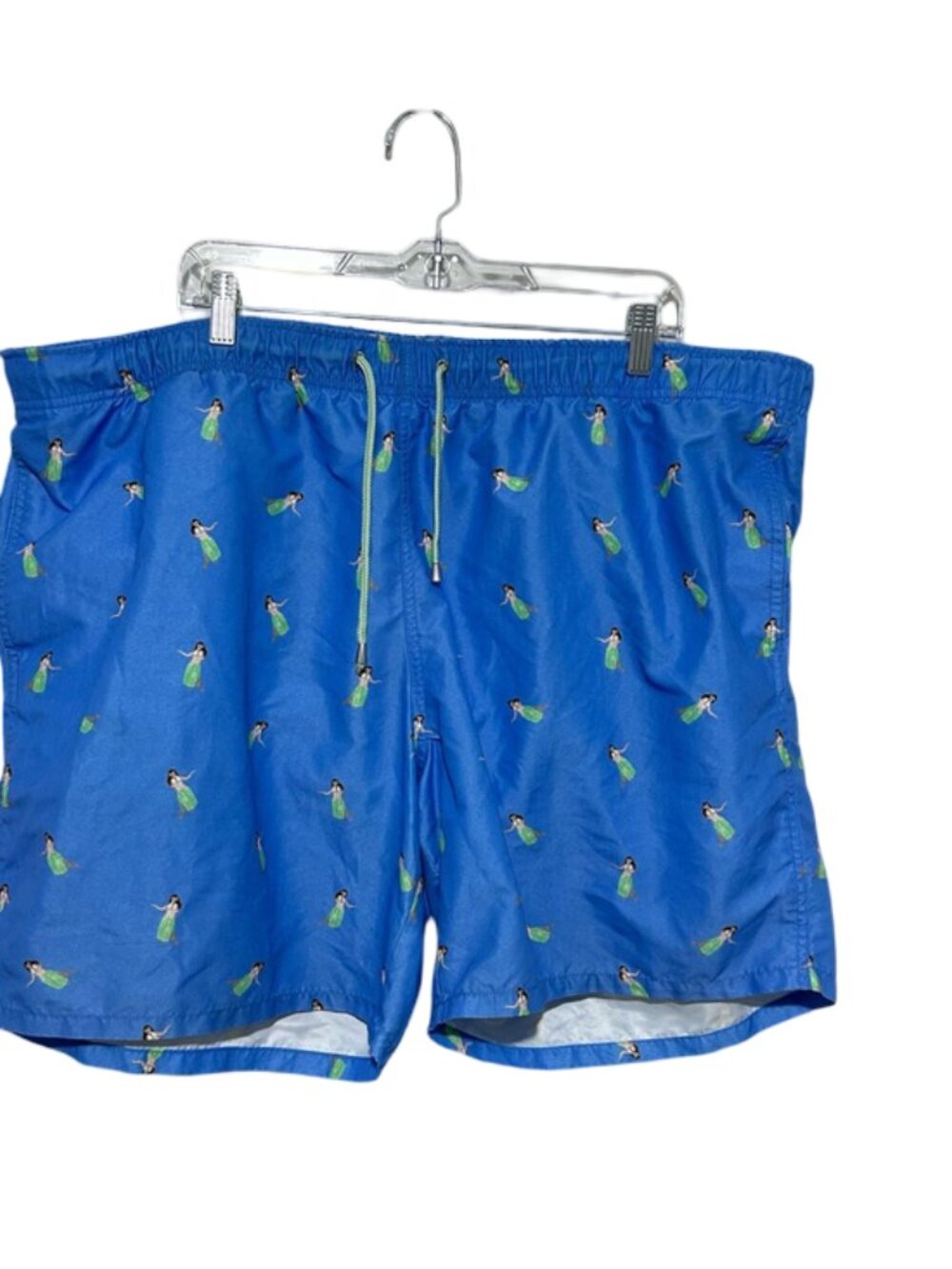 Crown and Ivy Blue Hula Girl Pattern Swim Trunks Size 2XL